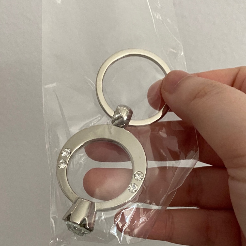 Silver Crystal Accent Keychain